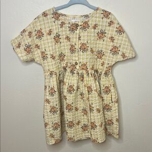 Next Yellow and Cream Floral Gingham Dress